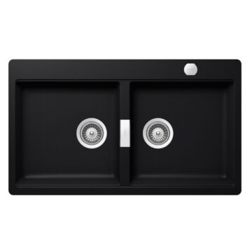SCHOCK Horizont N-200 Cristadur Puro kétmedencés gránit mosogató, szifonnal, fekete