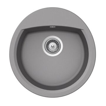 Schock Manhattan R-100 Cristalite Croma egymedencés kerek  gránit mosogató dugóemelő, szifonnal, szürke