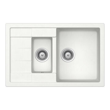 Schock Manhattan D-150S konyhai mosogatótálca Cristalite Alpina 780 x 500 mm, gránit kompozit, fehér, beépíthető