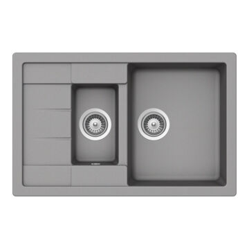 Schock Manhattan D-150S konyhai mosogatótálca Cristalite Croma 780 x 500 mm, gránit kompozit, szürke, beépíthető