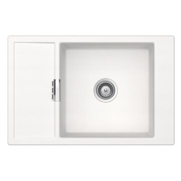 Schock Mono D-100XS Cristadur Polaris egymedencés gránit mosogató dugóemelő, szifonnal, fehér