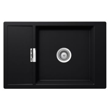 Schock Mono D-100XS Cristadur Polaris egymedencés gránit mosogató dugóemelő, szifonnal, fekete