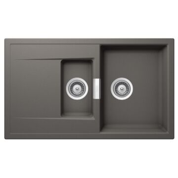 SCHOCK Mono D-150 Cristadur Silverstone gyümölcsmosós gránit mosogató, szifonnal, sötétszürke