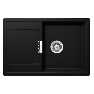 Schock Mono D-100 Cristadur Puro egymedencés gránit mosogató dugóemelő, szifonnal, fekete