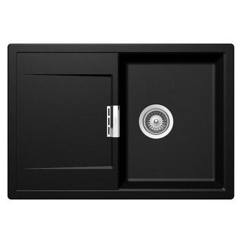 Schock Mono D-100S Cristadur Magma egymedencés gránit mosogató dugóemelő, szifonnal, fekete-szemcsés