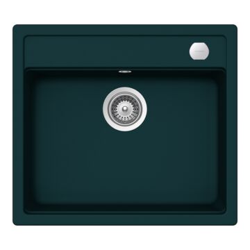 Schock Mono N-100 Cristadur Green Line Ivy egymedencés gránit mosogató automata dugóemelő, szifonnal, sötétzöld