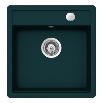 Schock Mono N-100S Cristadur Green Line Ivy egymedencés gránit mosogató automata dugóemelő, szifonnal, sötétzöld