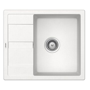 Schock Ronda D-100 egymedencés gránit mosogató, szifonnal, fehér
