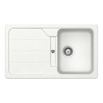 Schock Formhaus D-100 Cristalite Alpina 860 x 500 mm gránit mosogató dugóemelő, szifonnal, fehér Schock Formhaus D-100 Cristalite Alpina 860 x 500 mm gránit mosogató dugóemelő, szifonnal, fehér