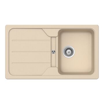Schock Formhaus D-100 Cristalite Moonstone 860 x 500 mm gránit mosogató dugóemelő, szifonnal, bézs Schock Formhaus D-100 Cristalite Moonstone 860 x 500 mm gránit mosogató dugóemelő, szifonnal, bézs