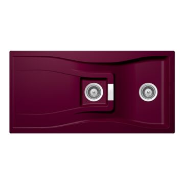 Schock Waterfall D-150 Cristadur Berry másfél medencés gránit mosogató, szifonnal, bogyószín