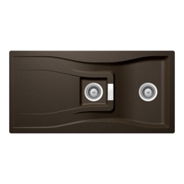 Schock Waterfall D-150 Cristadur Bronze másfél medencés gránit mosogató, szifonnal, barna Schock Waterfall D-150 Cristadur Bronze másfél medencés gránit mosogató, szifonnal, barna