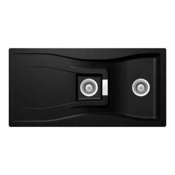 Schock Waterfall D-150 Cristadur Magma másfél medencés gránit mosogató, szifonnal, metálfényű fekete Schock Waterfall D-150 Cristadur Magma másfél medencés gránit mosogató, szifonnal, metálfényű fekete