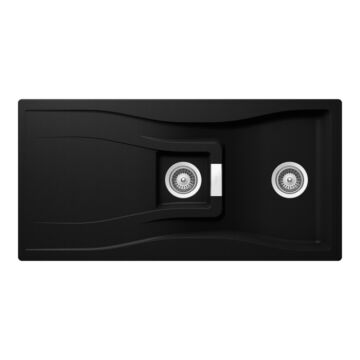 Schock Waterfall D-150 Cristadur Puro másfél medencés gránit mosogató, szifonnal, fekete