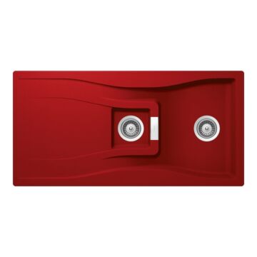 Schock Waterfall D-150 Cristadur Rouge másfél medencés gránit mosogató, szifonnal, piros