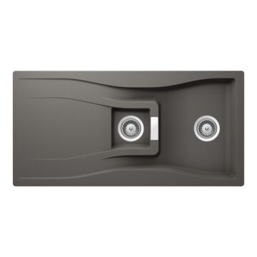 Schock Waterfall D-150 Cristadur Silverstone másfél medencés gránit mosogató, szifonnal, sötétszürke Schock Waterfall D-150 Cristadur Silverstone másfél medencés gránit mosogató, szifonnal, sötétszürke