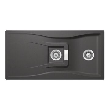 Schock Waterfall D-150 Cristadur Stone másfél medencés gránit mosogató, szifonnal, palaszürke Schock Waterfall D-150 Cristadur Stone másfél medencés gránit mosogató, szifonnal, palaszürke