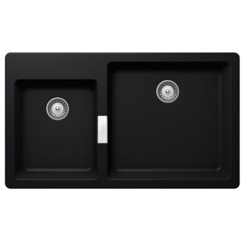SCHOCK Signus N-175 Cristadur Puro kétmedencés gránit mosogató, szifonnal, fekete