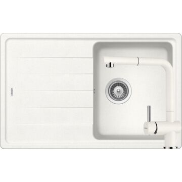 Schock Element D-100S egymedencés gránit mosogató szett dugóemelő, szifonnal, Schock Epos Ext, fehér