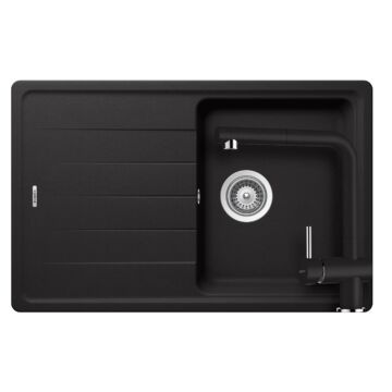 Schock Element D-100S egymedencés gránit mosogató szett dugóemelő, szifonnal, Schock Epos Ext,fekete