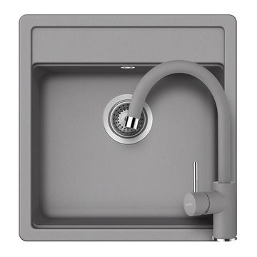 Schock Nemo N-100S Cristalite Croma egymedencés gránit mosogató szett dugóemelő, szifonnal, szürke