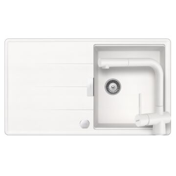 Schock Tia D-100 egymedencés gránit mosogató szett automata dugóemelő, Schock Laios Ext , fehér