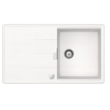 Schock Tia D-100 egymedencés gránit mosogató automata dugóemelő, szifonnal, fehér