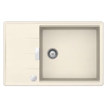 Schock Tia D-100LS egymedencés gránit mosogató automata dugóemelő, szifonnal, krémfehér