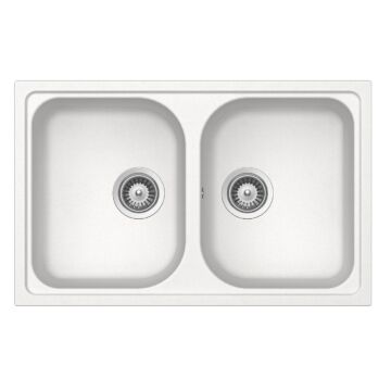 SCHOCK Viola N-200S Cristalite Alpina kétmedencés gránit mosogató, szifonnal, fehér