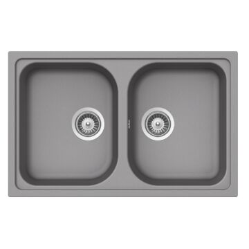 SCHOCK Viola N-200S Cristalite Croma kétmedencés gránit mosogató, szifonnal, szürke SCHOCK Viola N-200S Cristalite Croma kétmedencés gránit mosogató, szifonnal, szürke