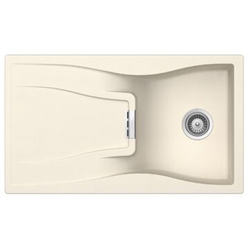 Schock Waterfall D-100 Cristadur Magnolia egymedencés gránit mosogató, szifonnal, krémfehér