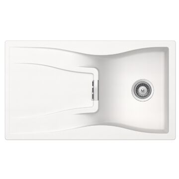 Schock Waterfall D-100 Cristadur Polaris egymedencés gránit mosogató, szifonnal, fehér