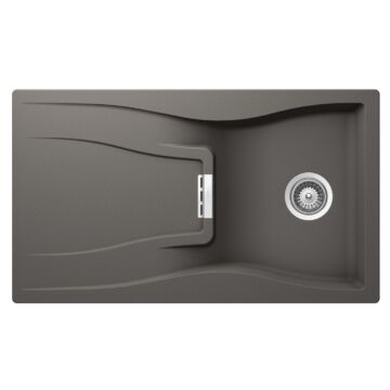 Schock Waterfall D-100 Cristadur Silverstone egymedencés gránit mosogató, szifonnal, sötétszürke