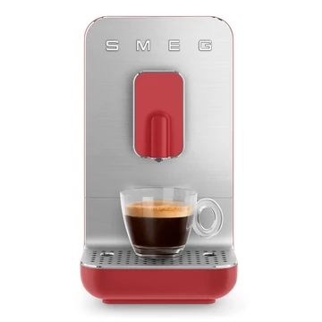 SMEG AUTOMATA KÁVÉGÉP, Basic, szálcsiszoltalumínium front, piros