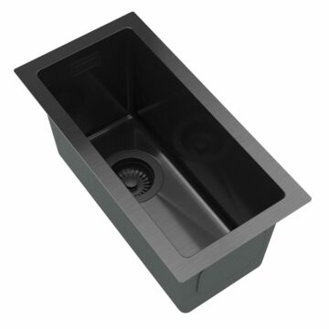 Stalowy S2244 egymedencés rozsdamentes acél mosogató, fekete színben