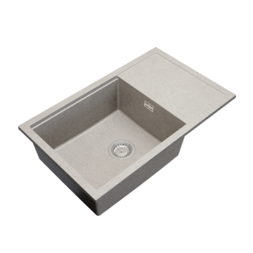 Advance Plus 80 csepegtetőtálcás egymedencés gránit mosogató, szifonnal, bézs