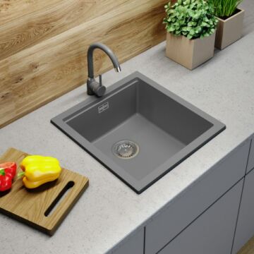 Gamma Decor 4850 egymedencés gránit mosogató, szifonnal, szürke Gamma Decor 4850 egymedencés gránit mosogató, szifonnal, szürke