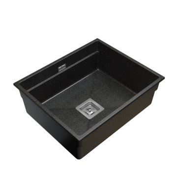 Gamma Decor 6050 egymedencés gránit mosogató, szifonnal, fekete-arany-szemcsés