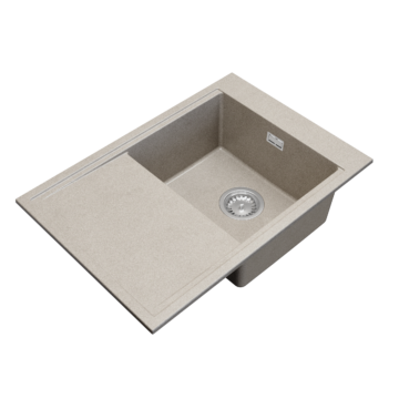 Design 7050 csepegtetőtálcás egymedencés gránit mosogató, szifonnal, bézs