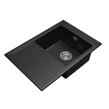 Design 7050 csepegtetőtálcás egymedencés gránit mosogató, szifonnal, fekete Design 7050 csepegtetőtálcás egymedencés gránit mosogató, szifonnal, fekete
