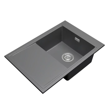 Design 7050 csepegtetőtálcás egymedencés gránit mosogató, szifonnal, szürke
