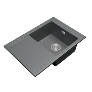 Design 7050 csepegtetőtálcás egymedencés gránit mosogató, szifonnal, szürke Design 7050 csepegtetőtálcás egymedencés gránit mosogató, szifonnal, szürke