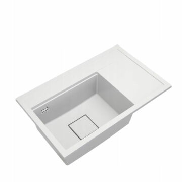 Gamma Quadro 8151 balos gránit mosogató, szifonnal, fehér színben