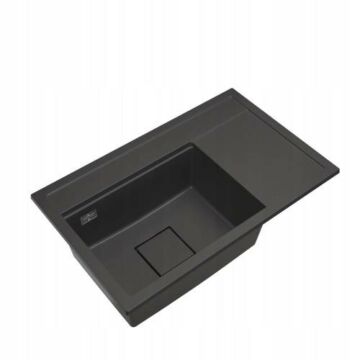 Gamma Quadro 8151 balos gránit mosogató, szifonnal, fekete színben