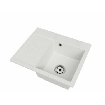Exclusive 60 gránit mosogató, balos csepegtetővel, fehér, beépíthető