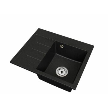 Exclusive 60 gránit mosogató, balos csepegtetővel, fekete-szemcsés, beépíthető