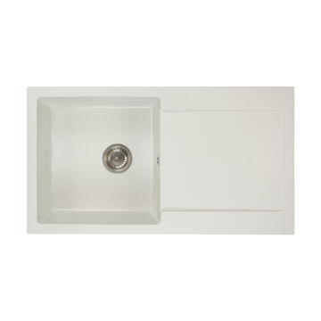 Alex mosogató szett 2 féle választható csapteleppel (Beta, Steel) szifonnal fehér színben