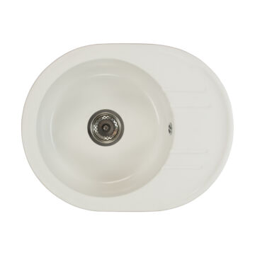 Bella kerek gránit mosogató szifonnal fehér