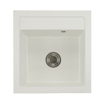 Big Don egymedencés gránit mosogató automata szűrőkosaras leeresztővel szifonnal fehér