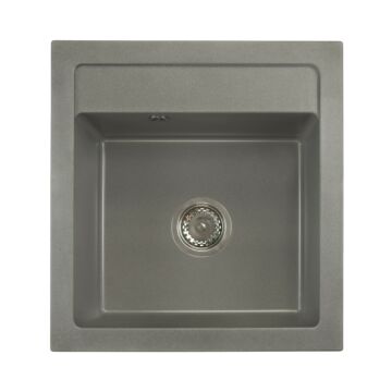 Big Don egymedencés gránit mosogató automata szűrőkosaras leeresztővel szifonnal szürke